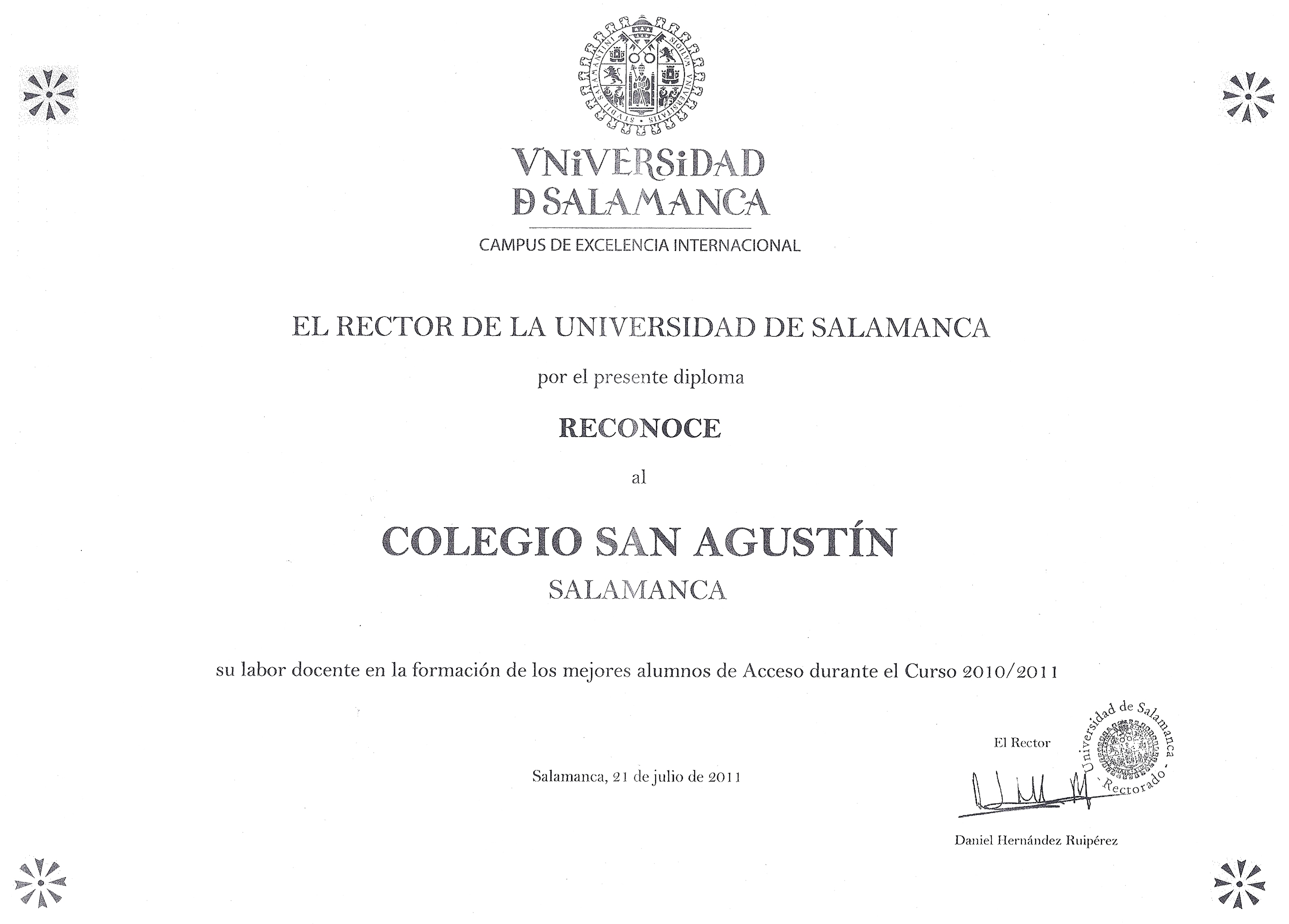 La Universidad reconoce la labor docente del San Agustín